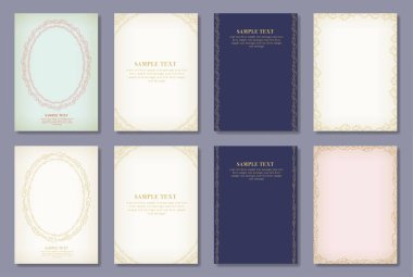 Japon tarzı bulut desenli kartpostal seti. Düzenlemesi kolay olan vektör verisidir..