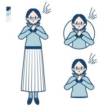 Kollarında haç olan genç bir kadın. Bu vektör sanatı. Düzenlemesi kolay..