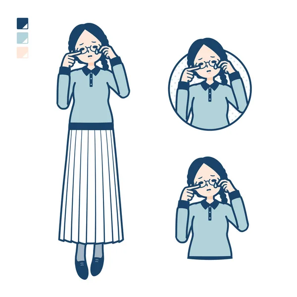 Gözlüklü ve ağlayan genç bir kadın. Bu vektör sanatı, yani montajlaması kolay..