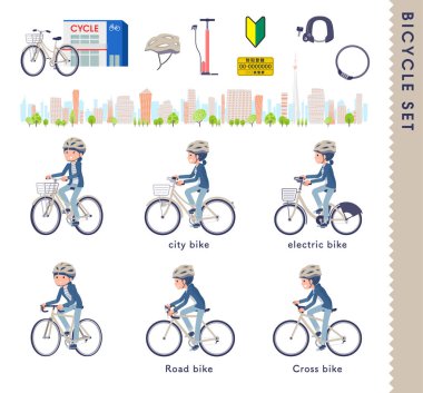 Çeşitli bisikletlere binen bir grup doğal stil kadın. Yönlendirmesi çok kolay..