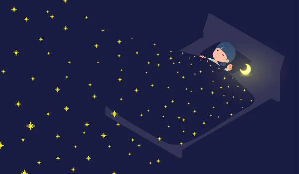 一组睡在星空中的自然风格的女人 矢量艺术很容易编辑 — 图库矢量图片