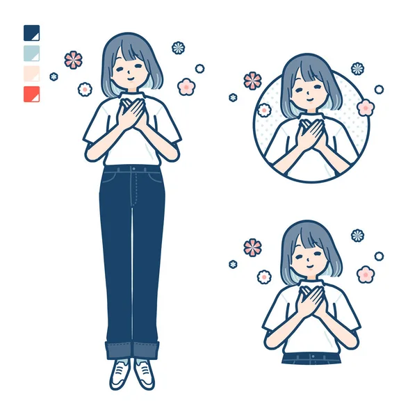 Young Woman Shirt Rest Images Vector Art Easy Edit — Stok Vektör