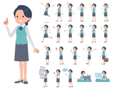 A set of Clerk woman with who express various emotions.It's vector art so easy to edit.
