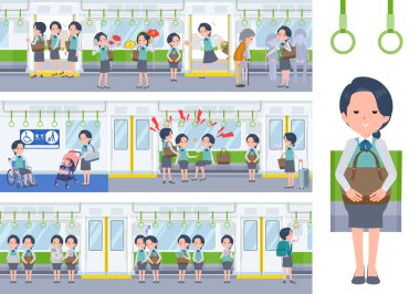 A set of Clerk woman on the train.It's vector art so easy to edit.