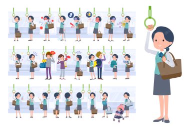 A set of Clerk woman on the train.It's vector art so easy to edit.