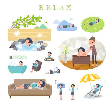 A set of Clerk woman about relaxing.It's vector art so easy to edit.