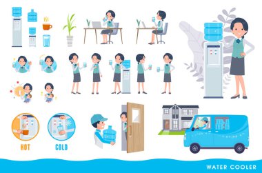 A set of Clerk woman and water cooler.It's vector art so easy to edit.