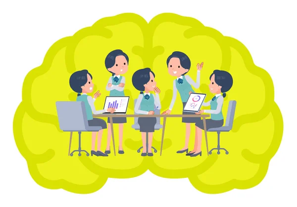 Set Clerk Woman Having Intracerebral Meeting Vector Art Easy Edit — Vetor de Stock