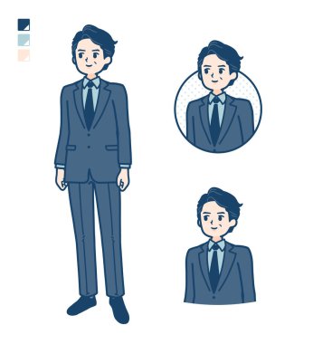 Takım elbiseli orta yaşlı bir iş adamı. Yana doğru bakıyor. Bu vektör sanatı..