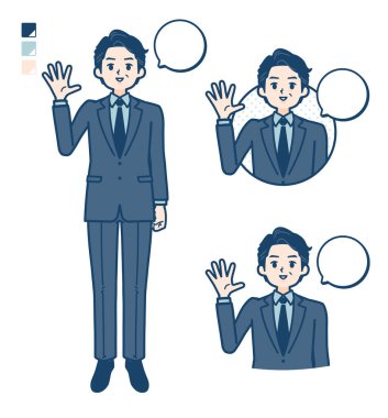 Takım elbiseli orta yaşlı bir iş adamı. Vektör sanatı. Düzenlemesi kolay..