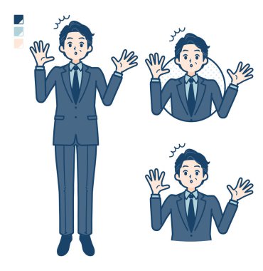 Takım elbiseli orta yaşlı bir iş adamı. Şaşırtıcı görüntüler. Bu vektör sanatı..