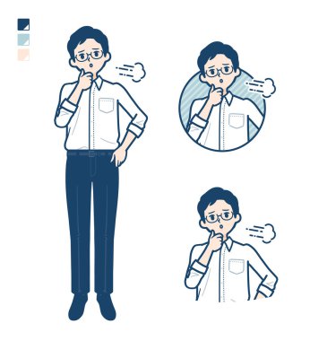 İç çeken resimli bir adam. Vektör sanatı olduğu için düzenlemesi kolay..