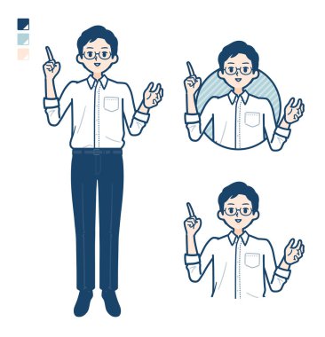 Resimli tişörtlü bir adam. Vektör sanatı olduğu için düzenlemesi kolay..