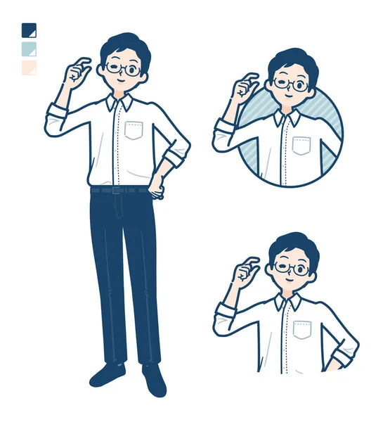 Ένας Άντρας Πουκάμισο Λίγο Hand Sign Images Vector Art Έτσι — Διανυσματικό Αρχείο