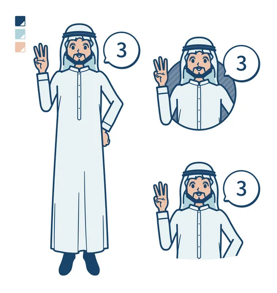 Seorang Pria Arab Dengan Kostum Putih Dengan Menghitung Sebagai Images - Stok Vektor