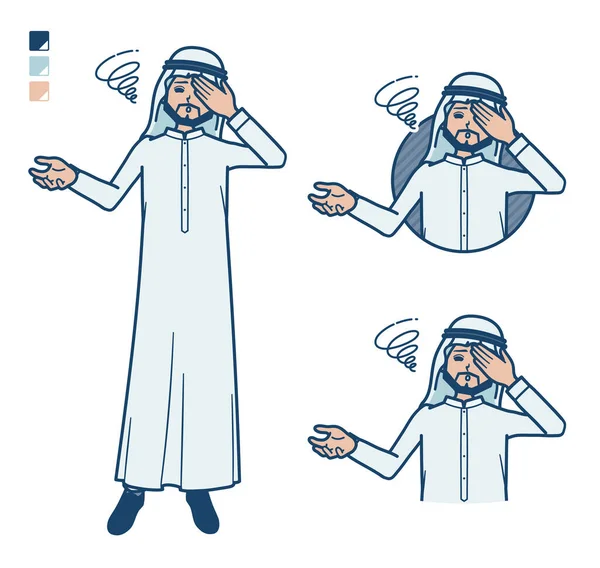 一个身穿白色服装 头像令人胆怯的阿拉伯男子 它是矢量艺术 所以很容易编辑 — 图库矢量图片