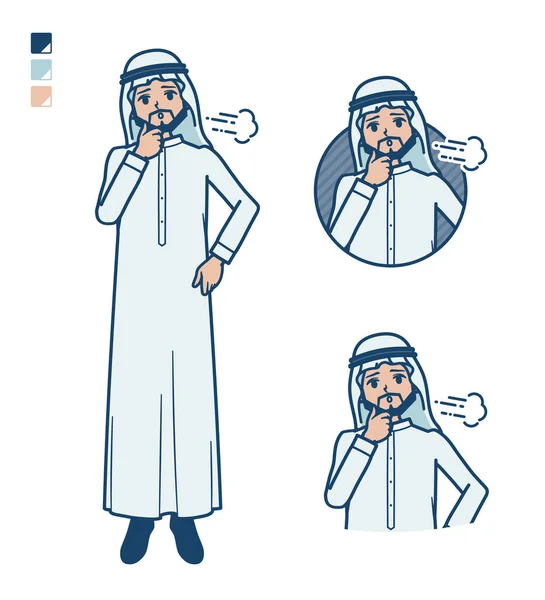 Uomo Arabo Costume Bianco Con Immagini Sighing Arte Vettoriale Quindi — Vettoriale Stock