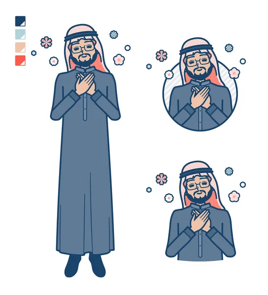 Een Arabische Middelste Man Zwart Kostuum Met Rest Beelden Het — Stockvector