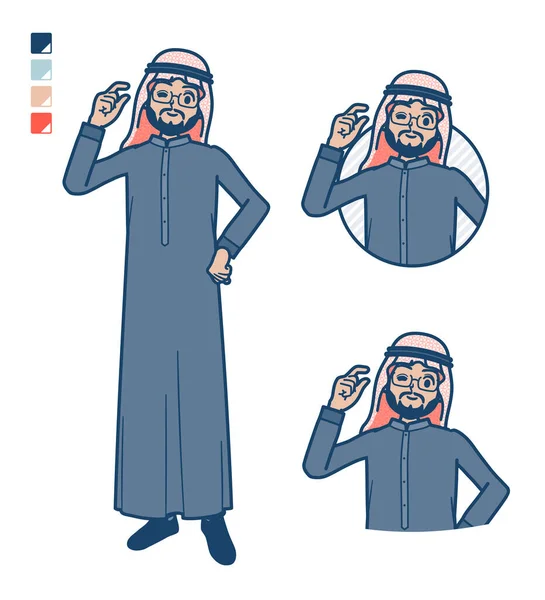 Arabian Middle Man Black Costume Just Bit Hand Sign Images — Stock Vector