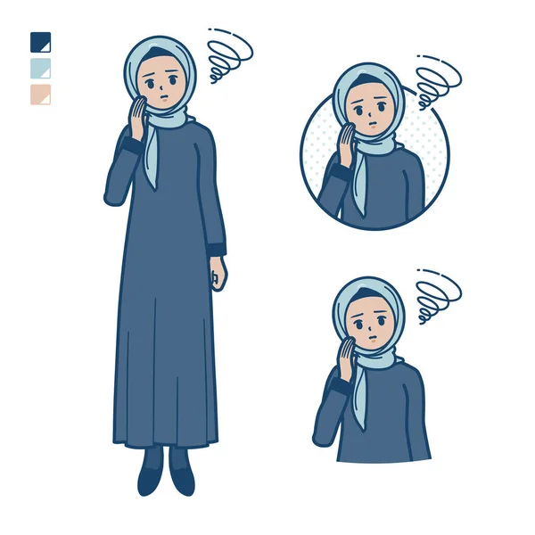 Una Donna Araba Hijab Con Immagini Difficoltà Arte Vettoriale Quindi — Vettoriale Stock