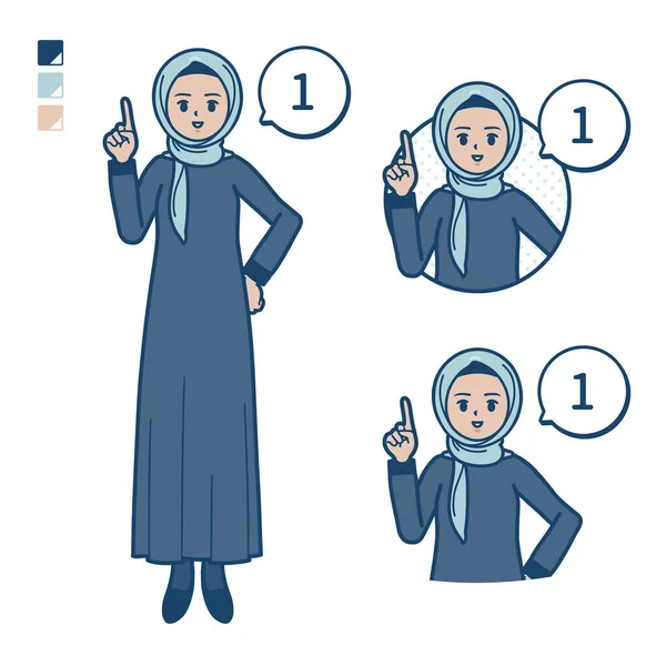 Una Mujer Árabe Hijab Con Conteo Como Images Arte Vectorial — Archivo Imágenes Vectoriales