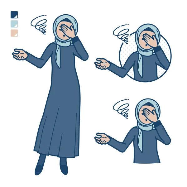 一个头像胆小的阿拉伯女人 头像令人胆怯 它是矢量艺术 所以很容易编辑 — 图库矢量图片