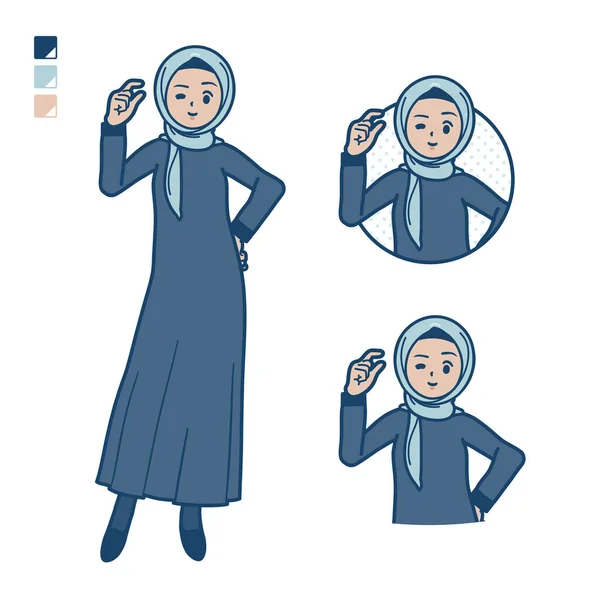Una Donna Araba Hijab Con Solo Immagini Segno Mano Arte — Vettoriale Stock