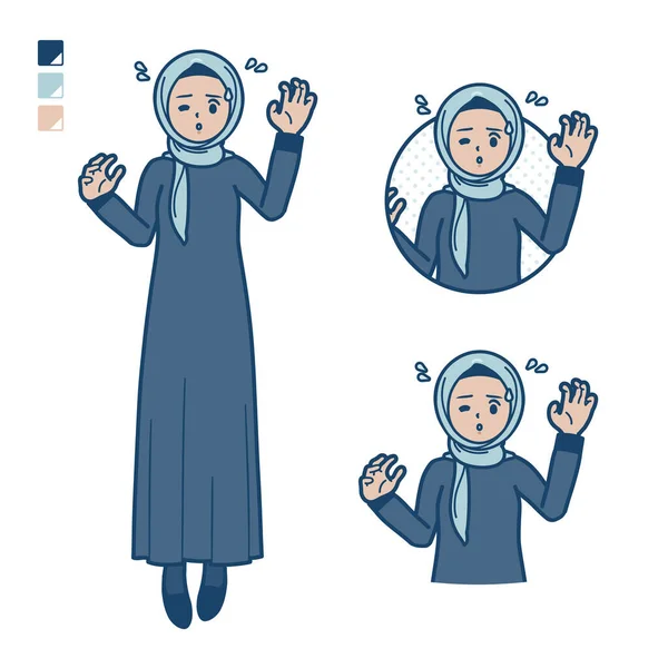 Seorang Wanita Arab Hijab Dengan Panik Vektor Seni Sehingga Mudah - Stok Vektor