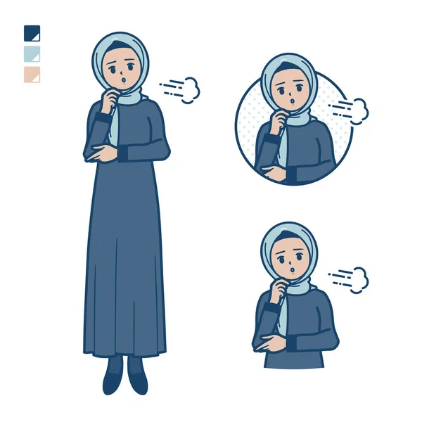 Una Donna Araba Hijab Con Immagini Sighing Arte Vettoriale Quindi — Vettoriale Stock