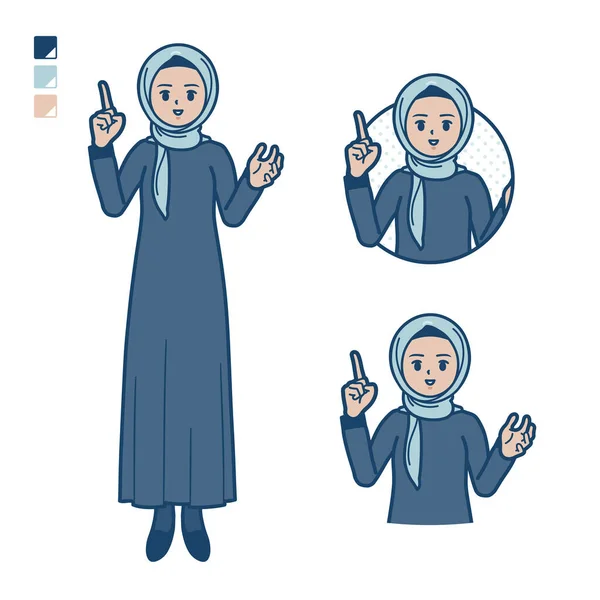 一个阿拉伯女人 头戴头巾 有说话的图像 它是矢量艺术 所以很容易编辑 — 图库矢量图片
