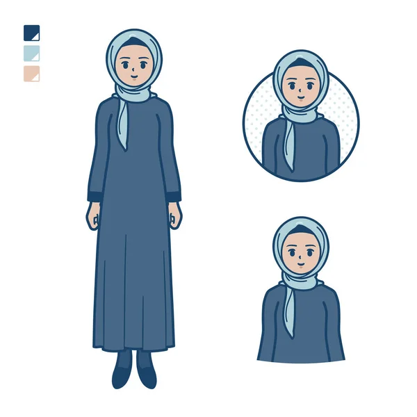 Una Donna Araba Hijab Con Immagini Sorridenti Arte Vettoriale Quindi — Vettoriale Stock