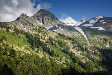 Dağ yamaçları gökyüzüne, Rusya 'ya, Altai' ye.