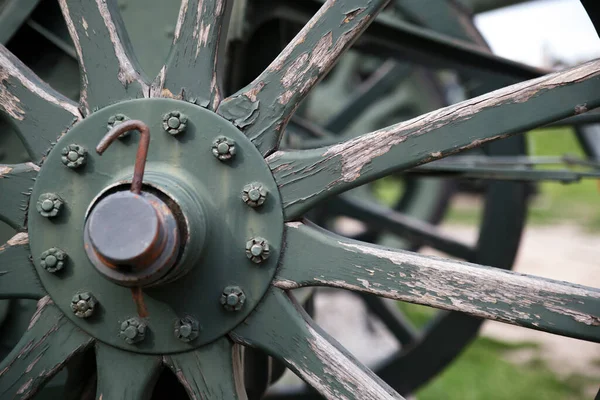 Fragment Wheel Old Artillery Piece Exhibited Open Air Museum Military — Stock Photo, Image