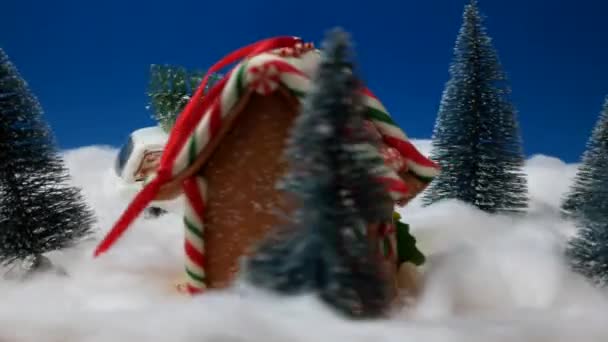 Natale Capodanno Decorazione Incredibile Scena Serale Invernale Con Giocattolo Babbo — Video Stock