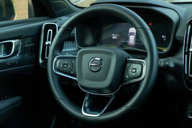 Istanbul, Turkey - August 24 2022 : Volvo XC40 Recharge is a pure electric SUV model manufactured by Volvo Cars.