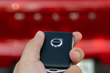 Istanbul, Turkey - August 24 2022 : Volvo XC40 Recharge is a pure electric SUV model manufactured by Volvo Cars.