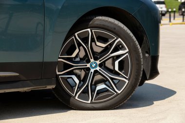 Istanbul, Turkey - August 30 2022 : BMW iX is a battery-electric mid-size luxury crossover SUV manufactured and marketed by the German automobile manufacturer BMW.