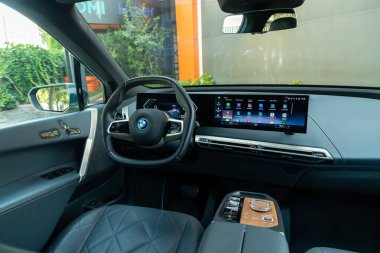 Istanbul, Turkey - August 30 2022 : BMW iX is a battery-electric mid-size luxury crossover SUV manufactured and marketed by the German automobile manufacturer BMW.
