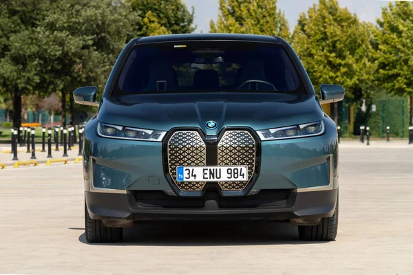 Istanbul, Turkey - August 30 2022 : BMW iX is a battery-electric mid-size luxury crossover SUV manufactured and marketed by the German automobile manufacturer BMW.