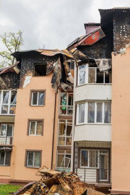 Terör saldırısı. Ukrayna, Rusya savaşı. Irpen. Rus istilacılardan sonra Irpin. - 05.16.2022 IRPIN. UKRAİNA