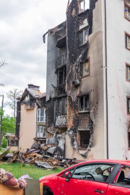 Terör saldırısı. Ukrayna, Rusya savaşı. Irpen. Rus istilacılardan sonra Irpin. - 05.16.2022 IRPIN. UKRAİNA