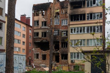 Terör saldırısı. Ukrayna, Rusya savaşı. Irpen. Rus istilacılardan sonra Irpin. - 05.18.2022 IRPIN. UKRAİNA