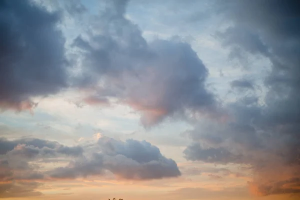 Morning Sky Looked Bright Golden Sky Sunrise Decorated Clouds Various — Foto de Stock