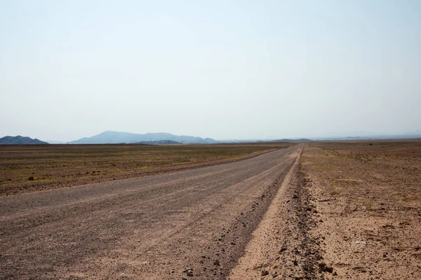Sandy Empty Road Crossing Namibian Desert Namibia Africa — Stock Photo, Image