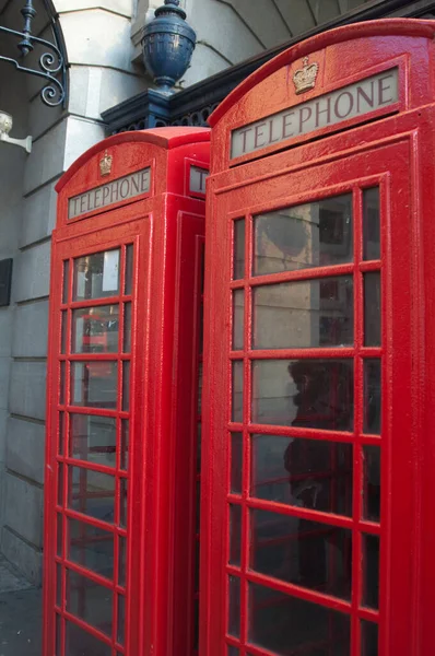 Dos Cabinas Telefónicas Rojas Londres Reino Unido — Foto de Stock