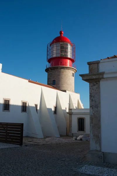 Edificio Bianco Vicino Faro Cape Vincent Algarve Portogallo Europa — Foto Stock