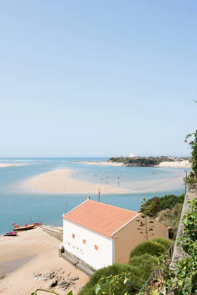 Αεροφωτογραφία Παραλίας Στο Alentejo Μια Ηλιόλουστη Μέρα Μπλε Ουρανός Πορτογαλία — Φωτογραφία Αρχείου