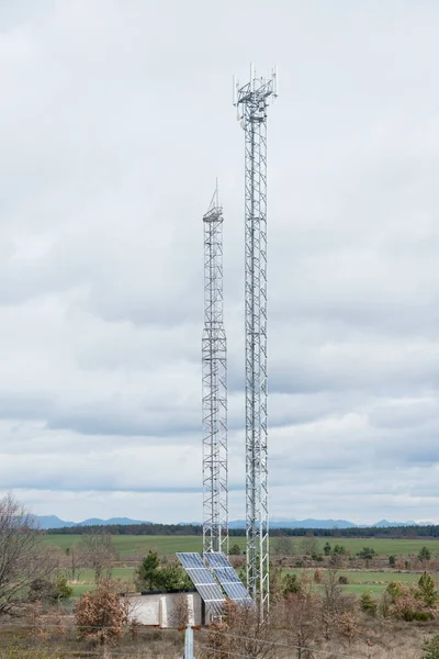 Zonne Energie Opwekking Fotovoltaïsch Paneel Het Platteland Bewolkte Lucht Spanje — Stockfoto