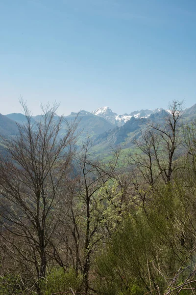 Beautiful View Natural Park Las Ubinas Mesa Asturias Mountains Snow —  Fotos de Stock