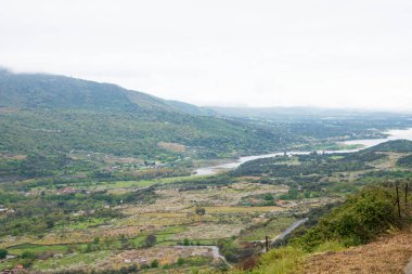 Nehirli yeşil vadi. Sütunlar